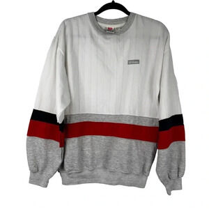 Vtg Wilson LS Sweater Shirt Mens Large Colorblock Striped Crewneck‎ Retro 90s